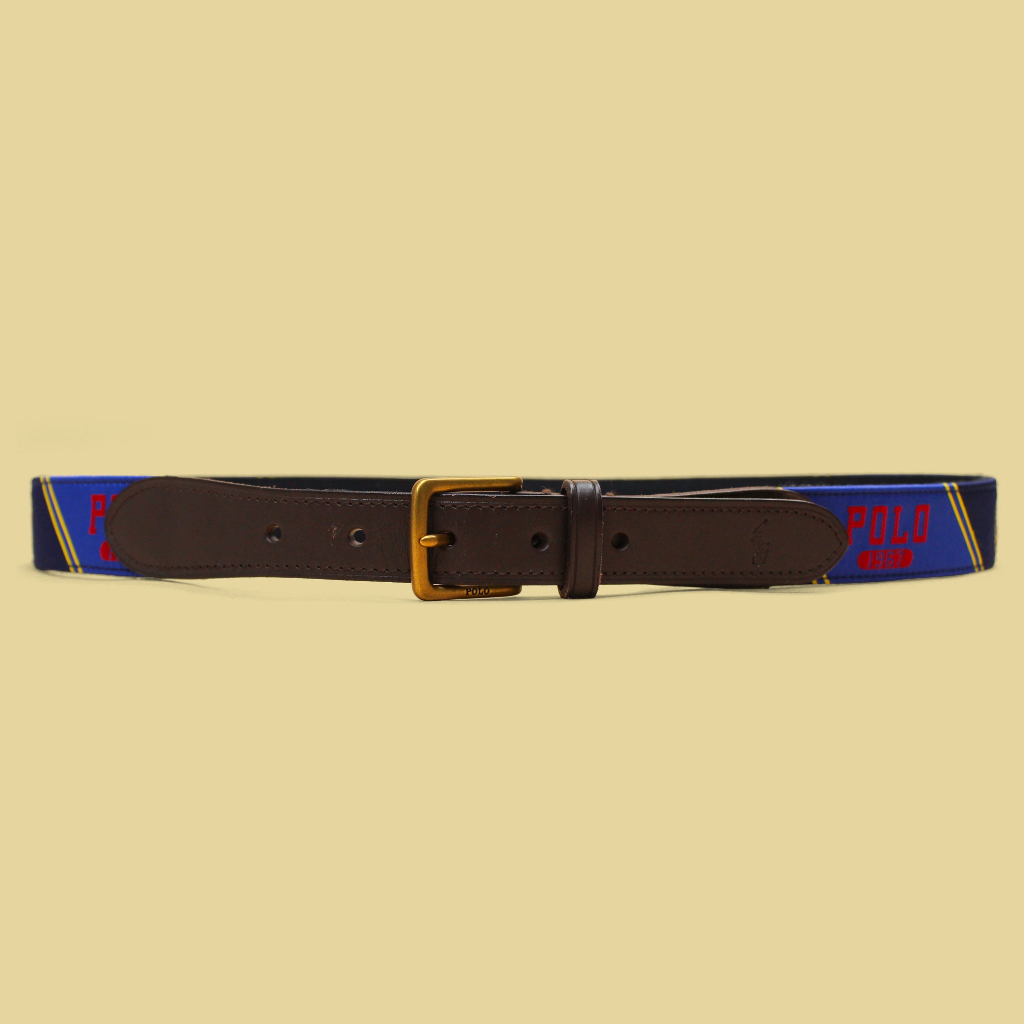Polo Ralph Lauren sz S stretchy cloth belt with crest on buckle Polo Ralph Lauren Leather Blue Belts for Men for sale | eBay main image 2
