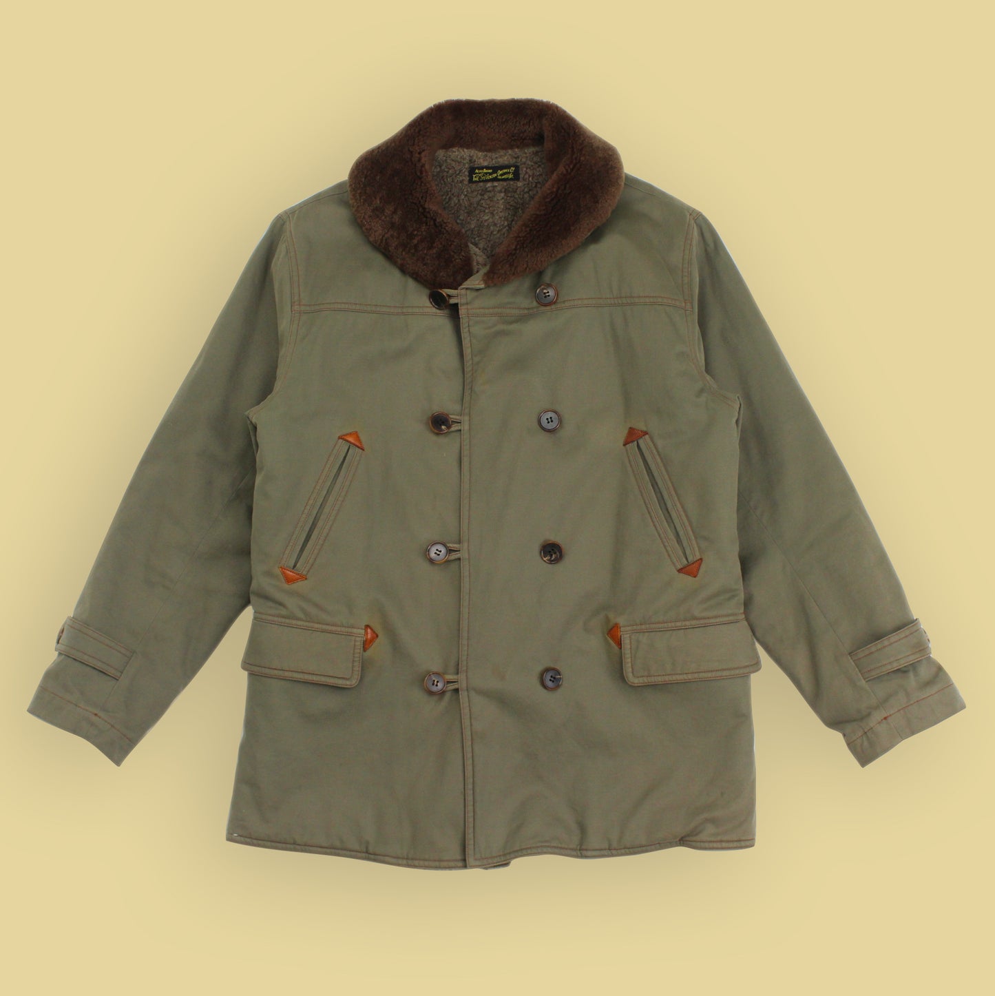 Stevenson Overall Co. Double Breasted Mouton Collar Windward WW1 Coat