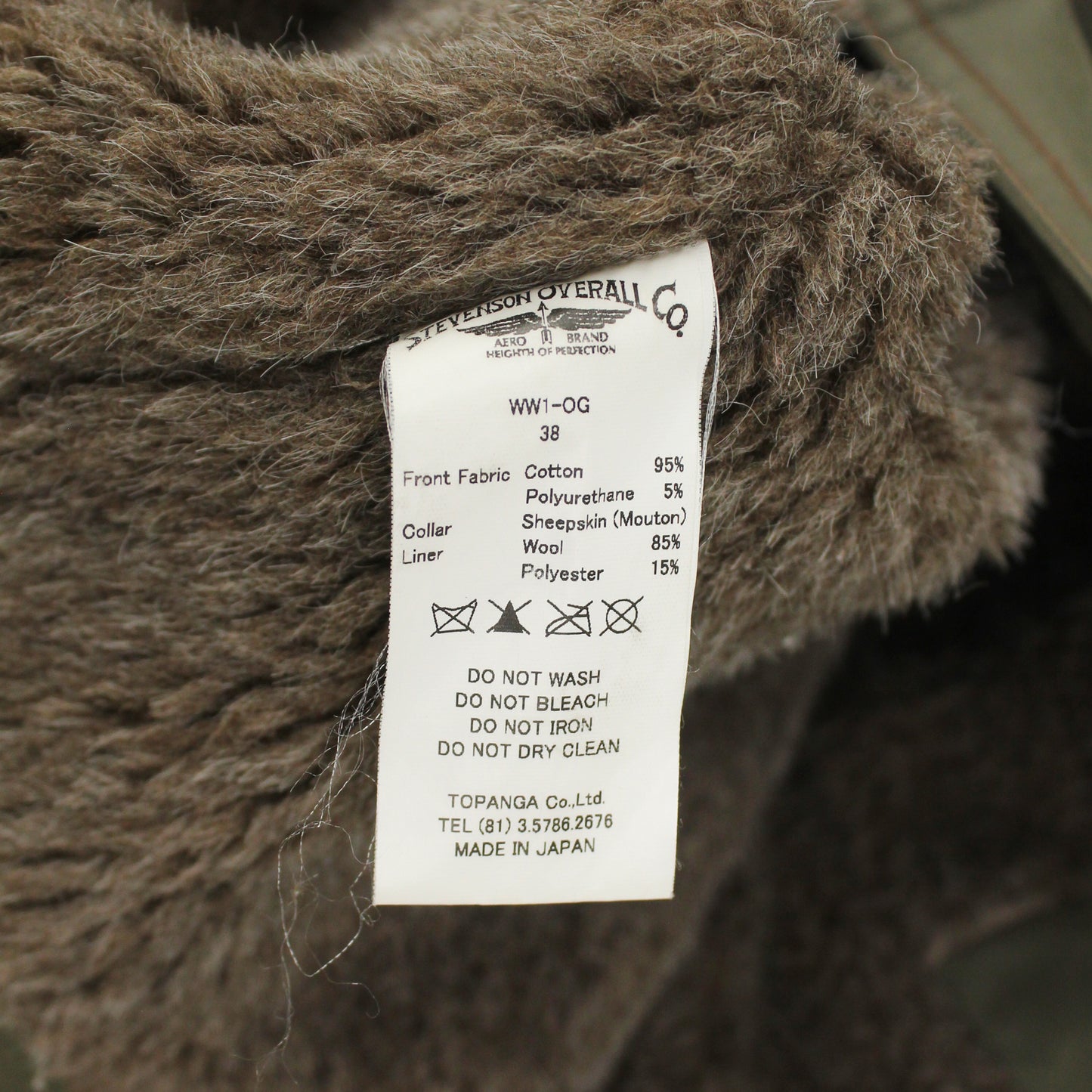 Stevenson Overall Co. Double Breasted Mouton Collar Windward WW1 Coat