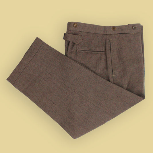 Double RL Herringbone Tweed Wool Buckle Back Trousers