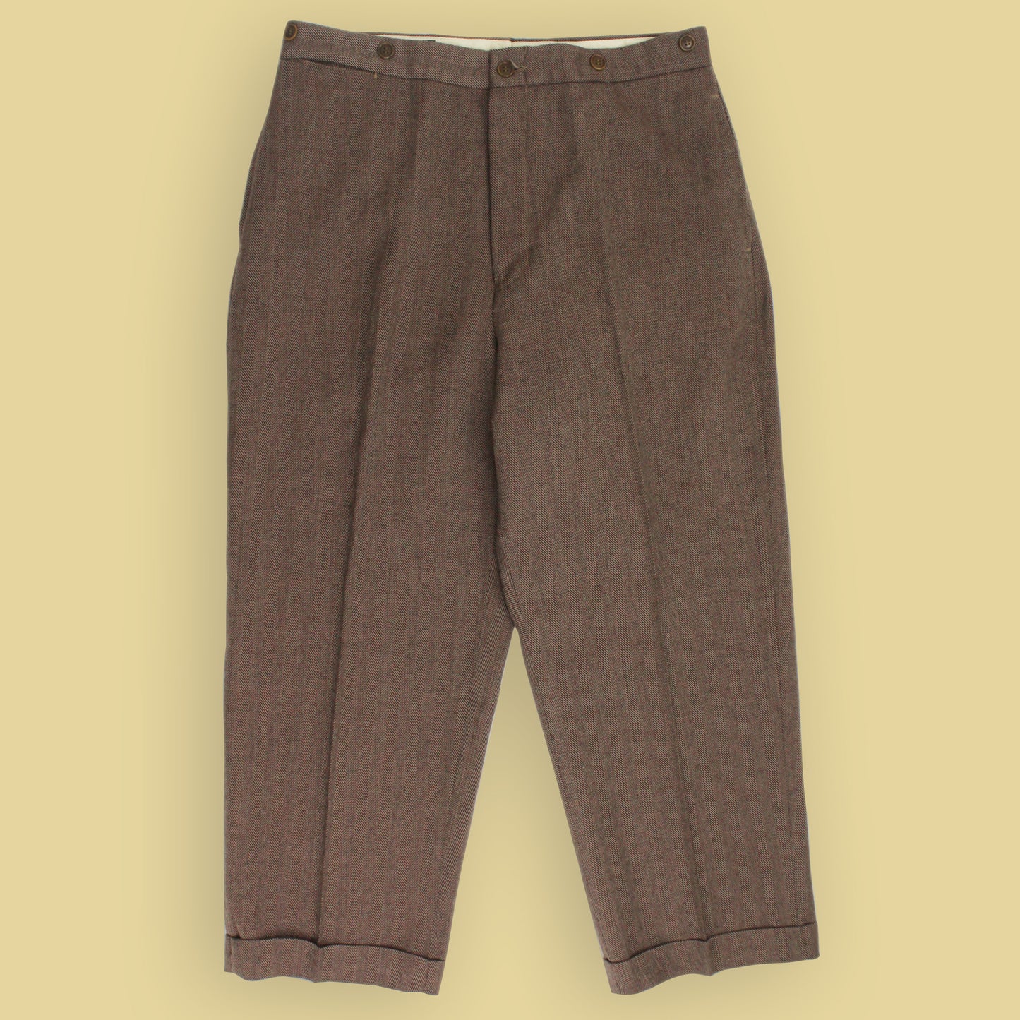 Double RL Herringbone Tweed Wool Buckle Back Trousers