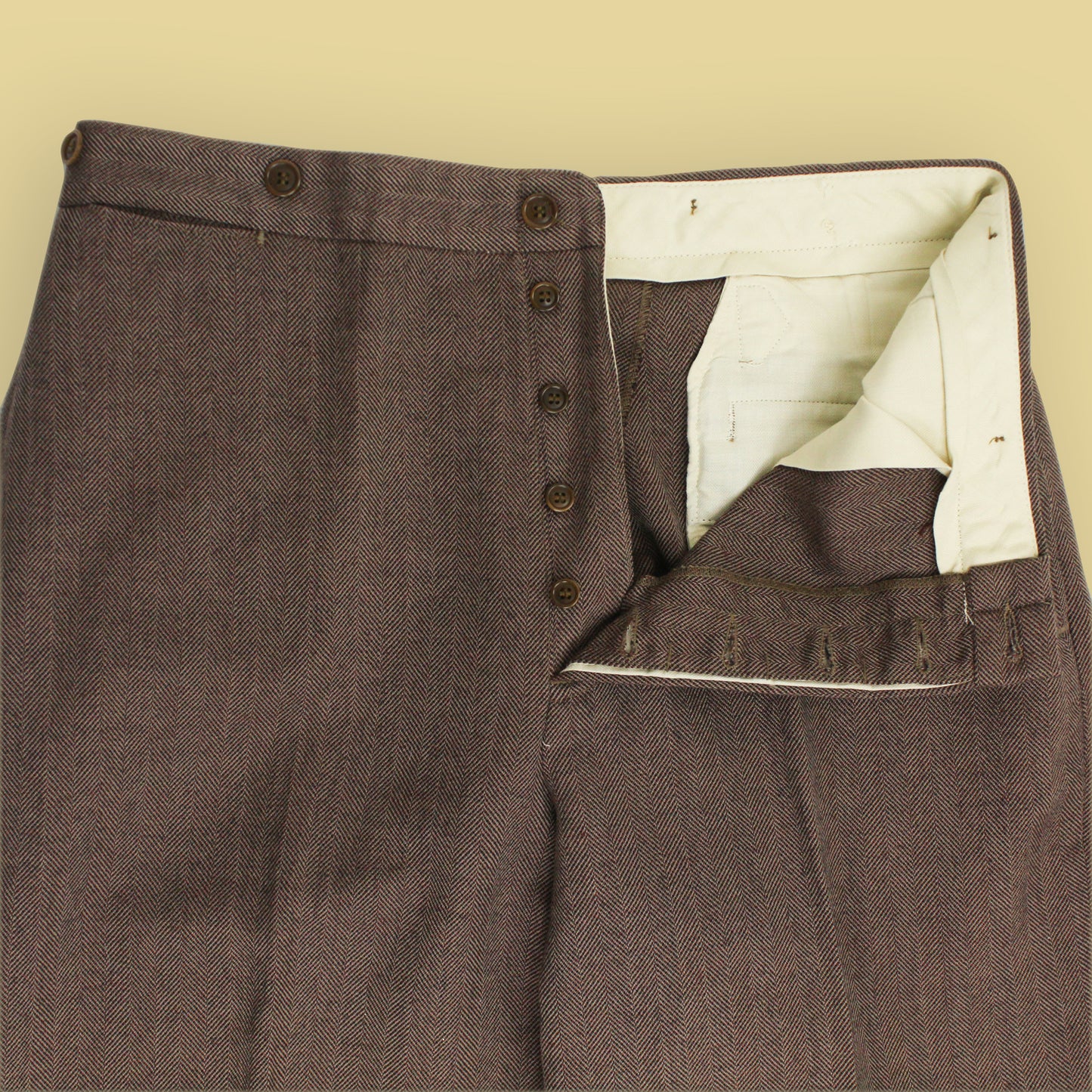 Double RL Herringbone Tweed Wool Buckle Back Trousers