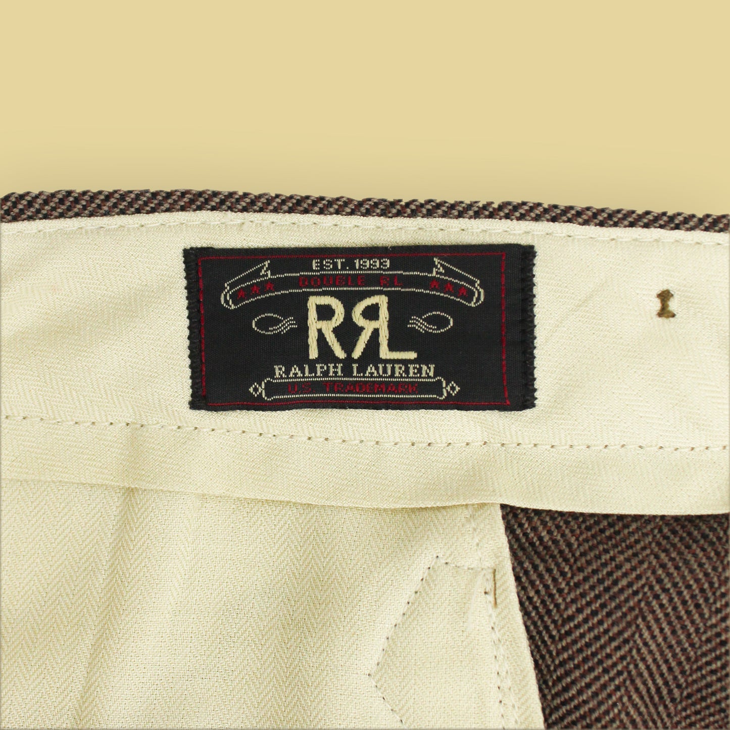 Double RL Herringbone Tweed Wool Buckle Back Trousers