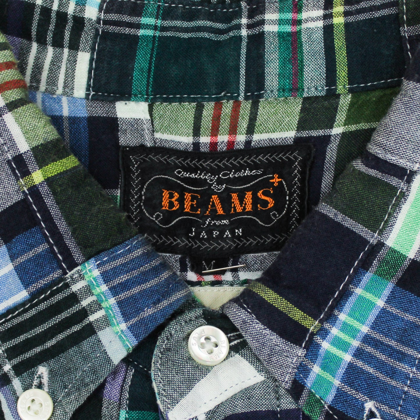 Beams Plus Patchwork Madras Button-Down Popover Shirt