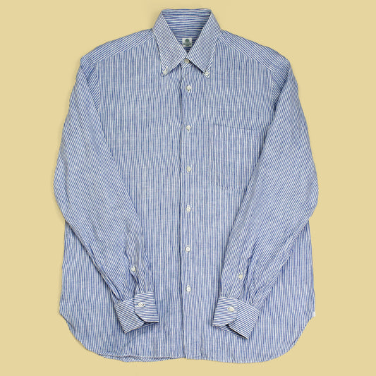Borrelli Napoli Striped Linen Button-Down Shirt