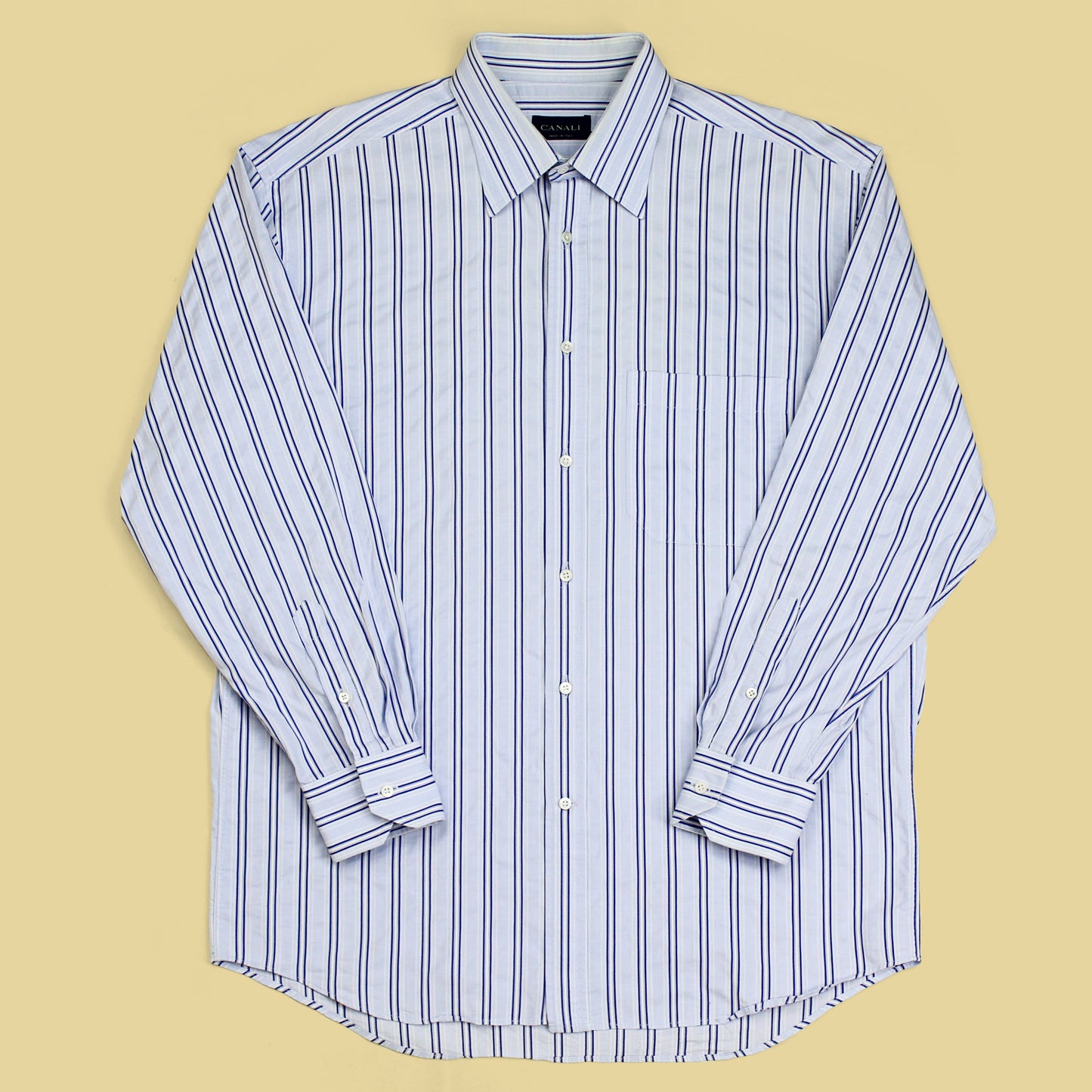Canali Textured Stripe Cotton Button-Up Shirt
