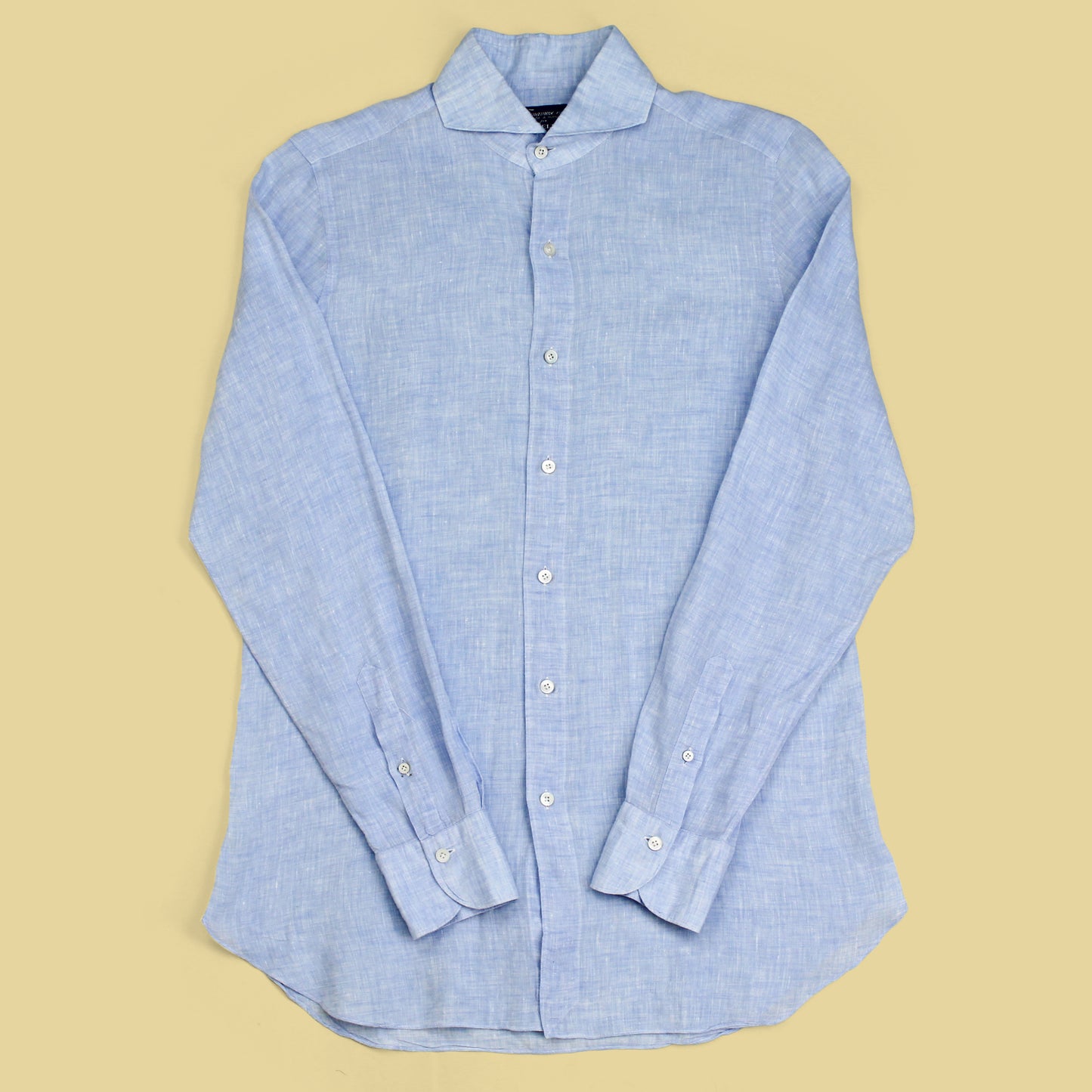 Finamore Napoli Linen Cutaway Collar Button-Up Shirt