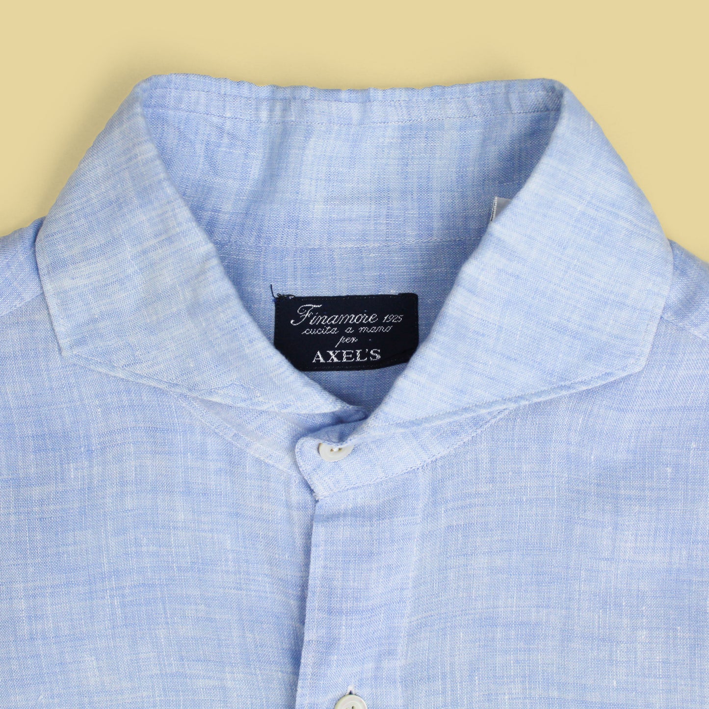 Finamore Napoli Linen Cutaway Collar Button-Up Shirt