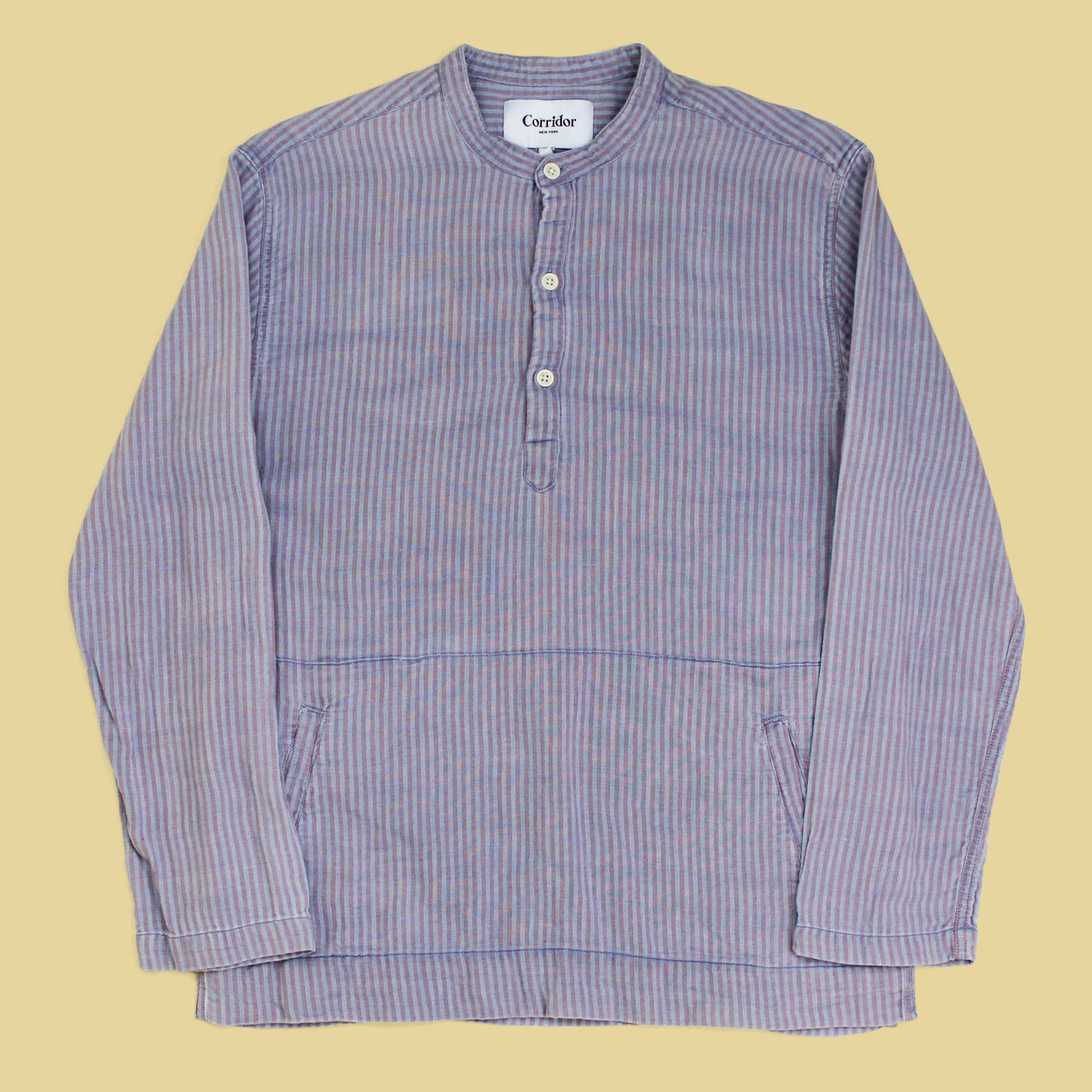 Corridor Indigo-Dyed Striped Double-Layer Gauze Cotton Tunic Shirt