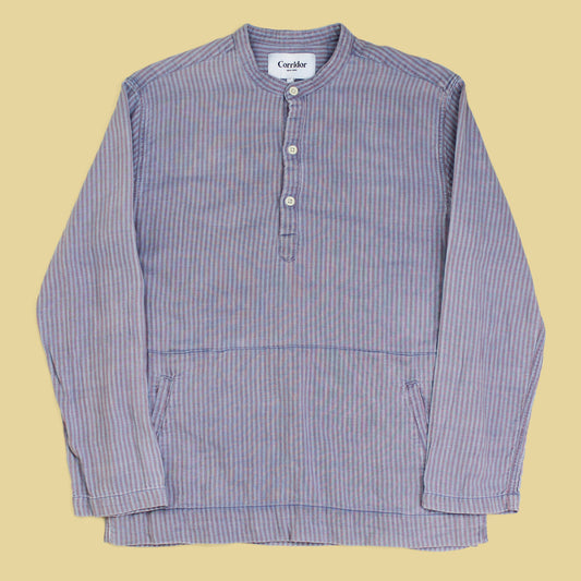 Corridor Indigo-Dyed Striped Double-Layer Gauze Cotton Tunic Shirt