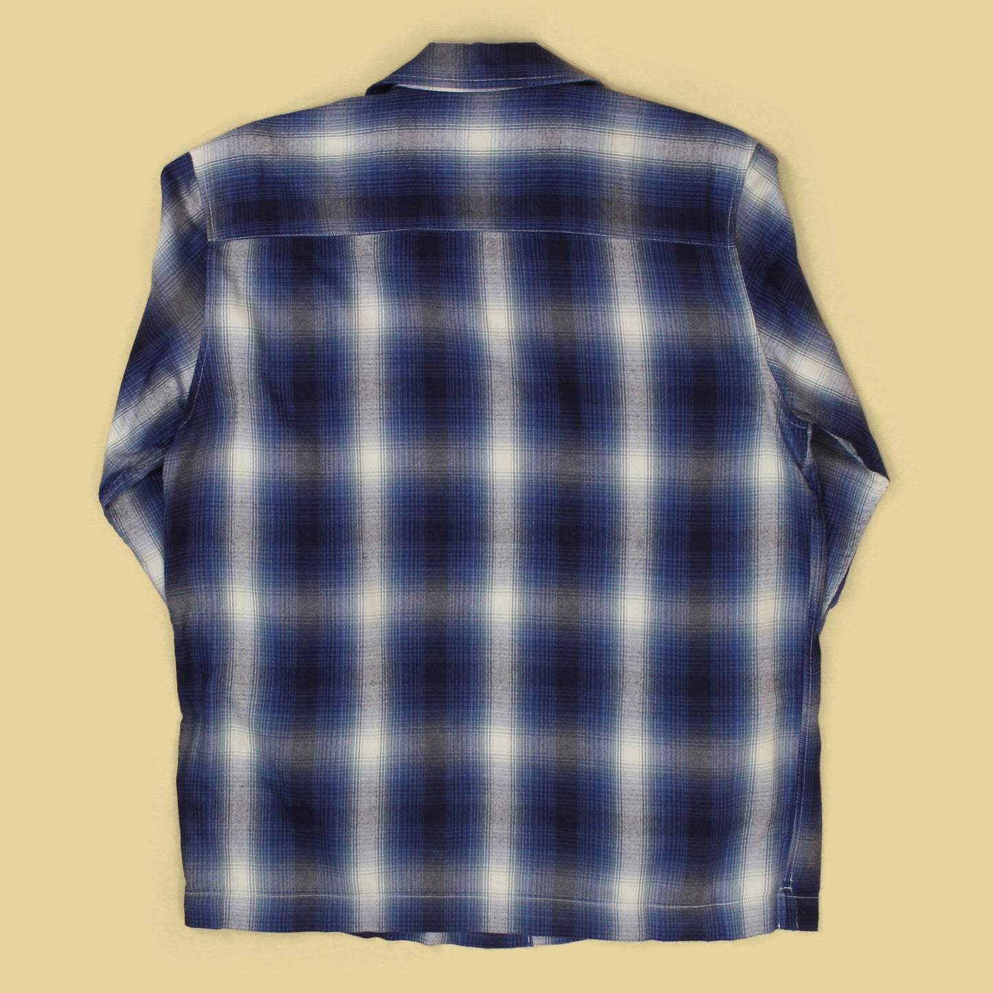 Altea Milano Shadow Plaid Cotton Rayon Blend Flannel Camp Collar Shirt