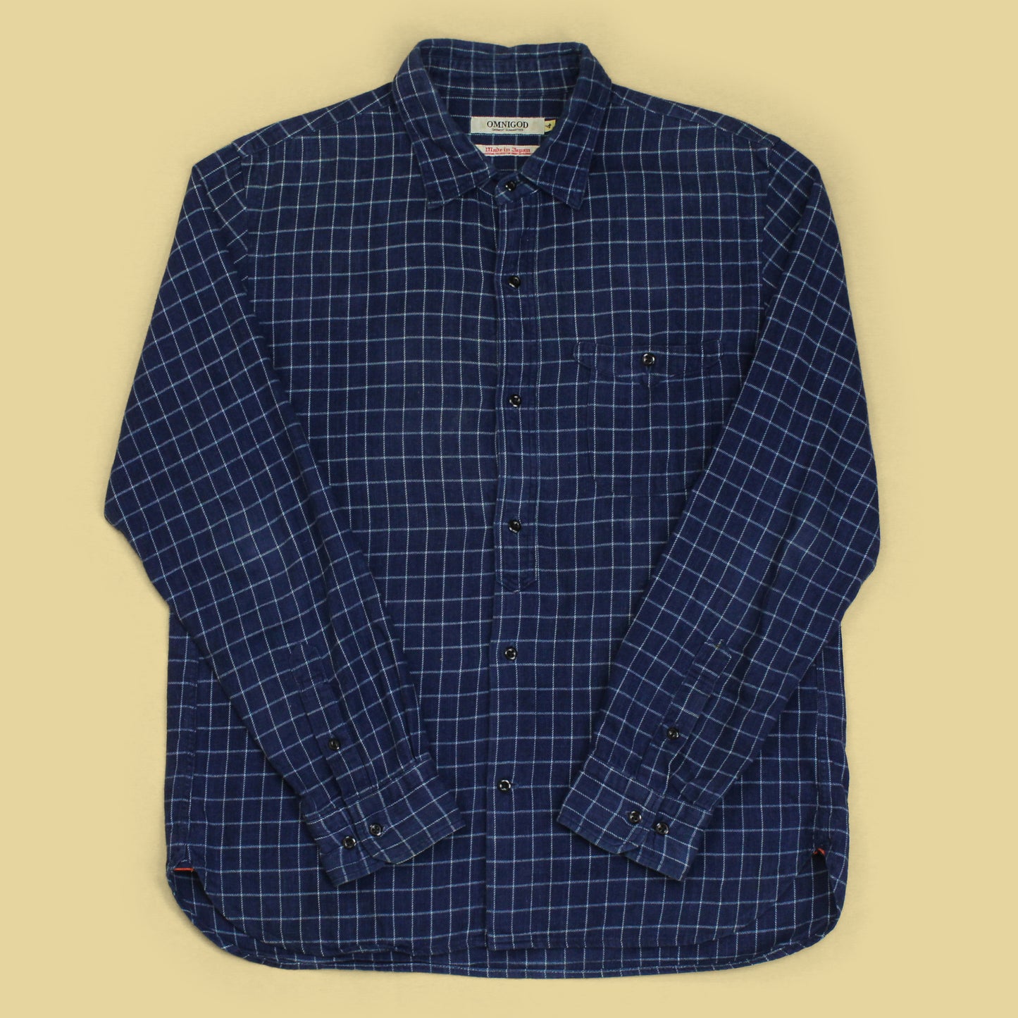 Omingod Indigo Check Cotton Flannel Work Shirt