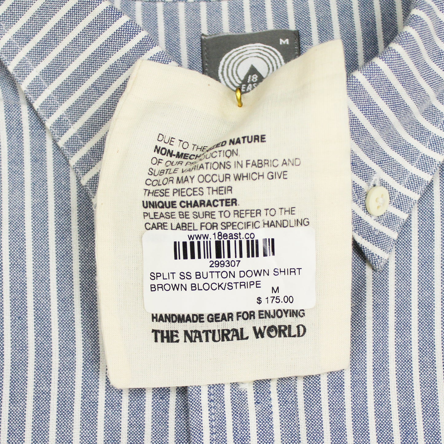 18 East Split Patchwork Cotton Short Sleeve Button-Down Shirt