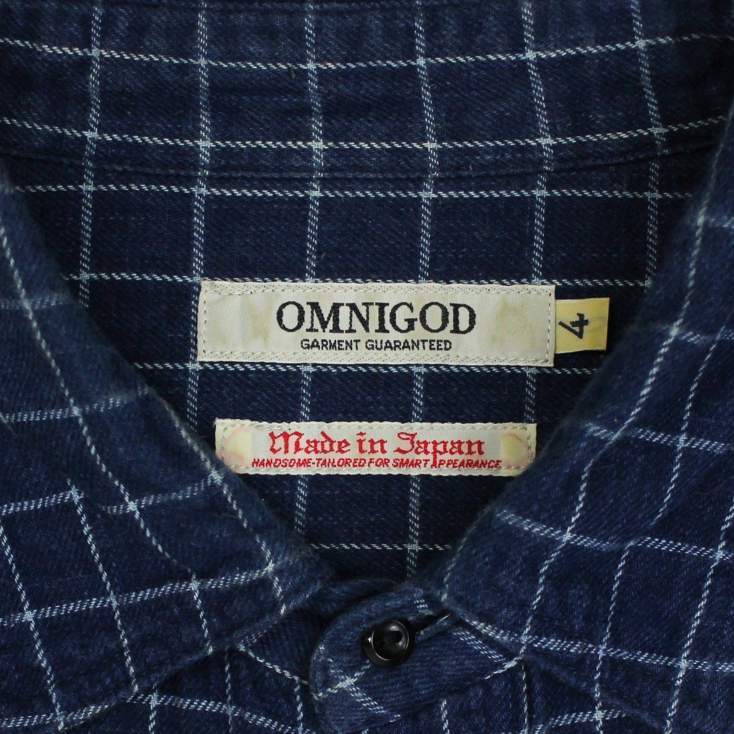 Omingod Indigo Check Cotton Flannel Work Shirt