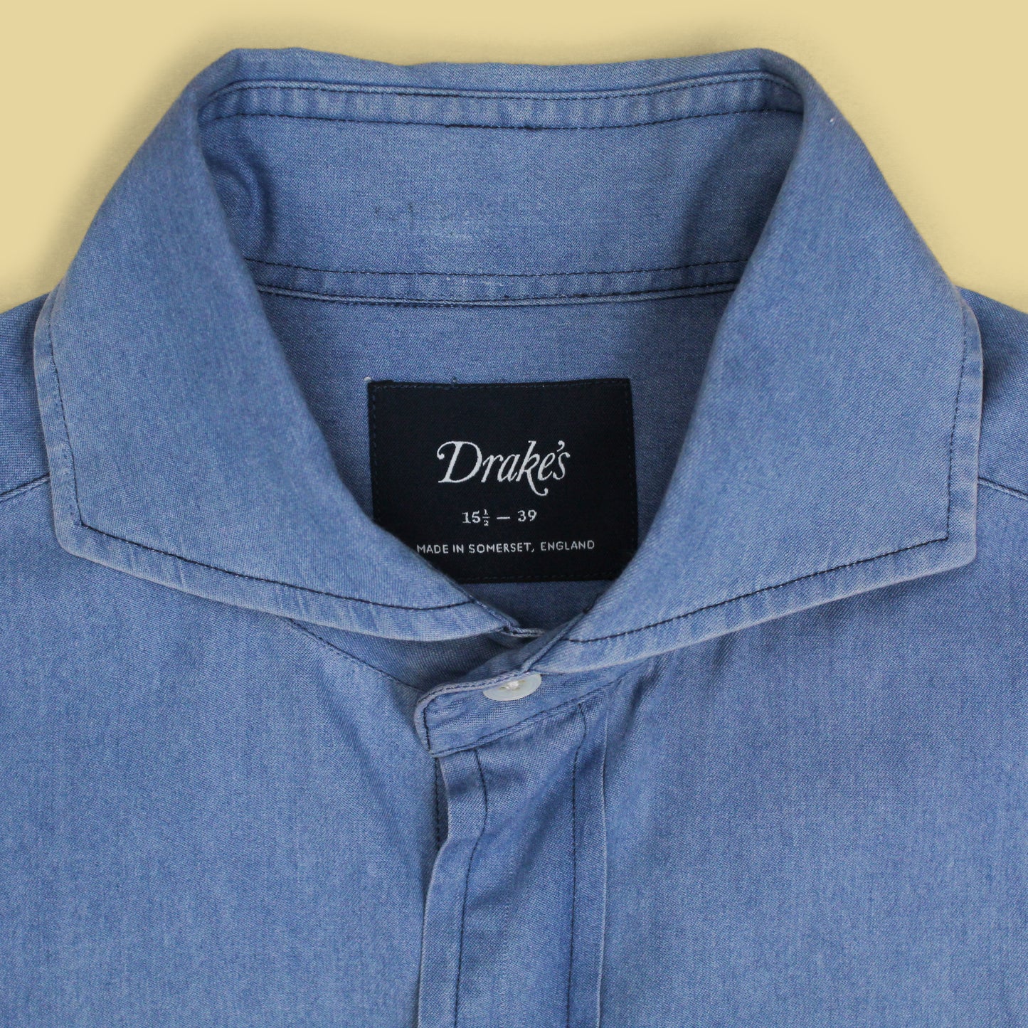 Drake's Cotton Chambray Cutaway Collar Dress Shirt