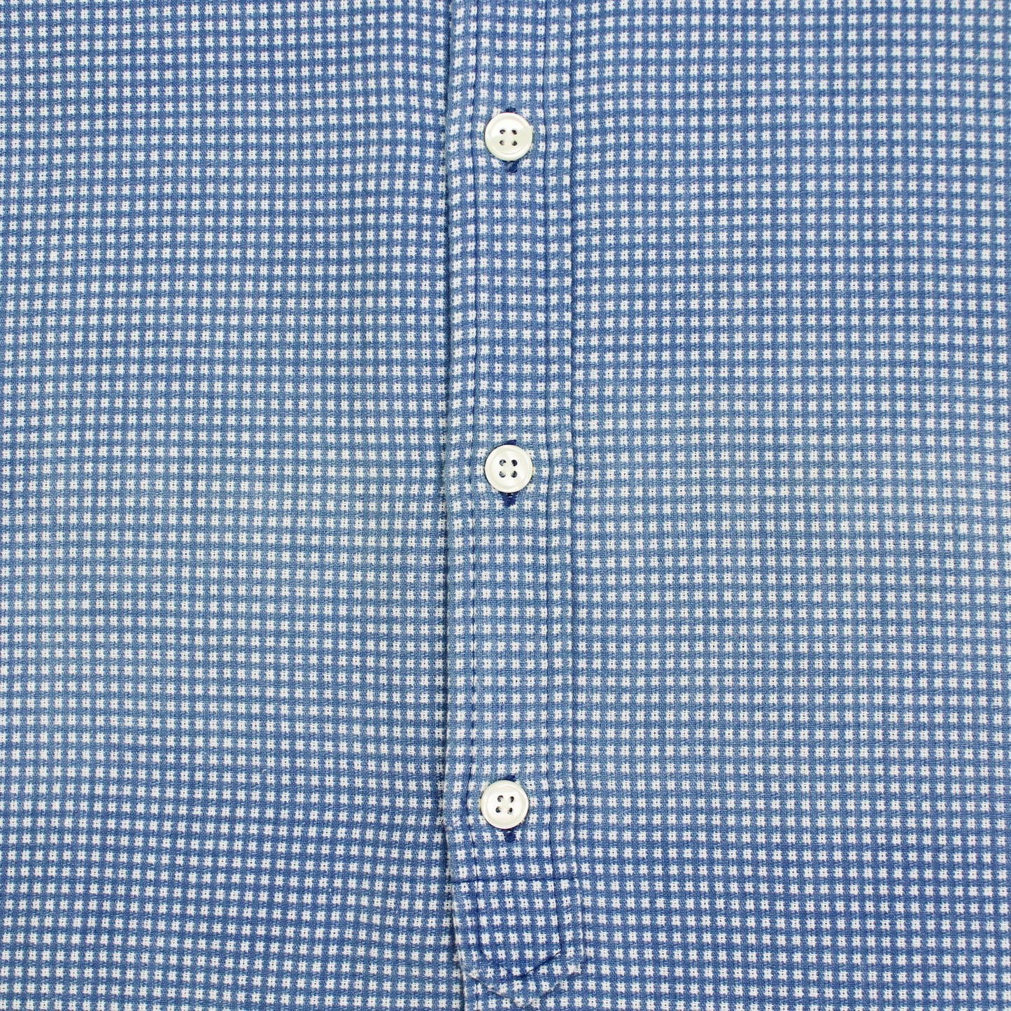 Vintage Armani Jeans Indigo Dobby Check Cotton Band Collar Shirt
