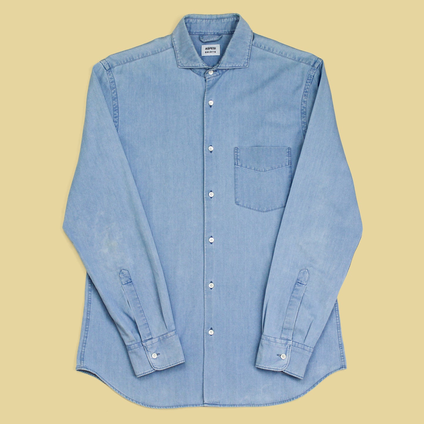 Aspesi Denim Cutaway Collar Button-Up Shirt