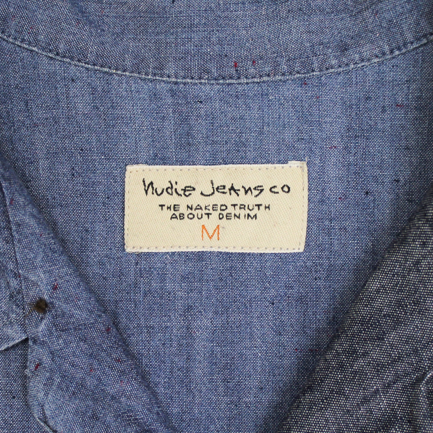 Nudie Jeans Patchwork Cotton Chambray Camp Collar Shirt