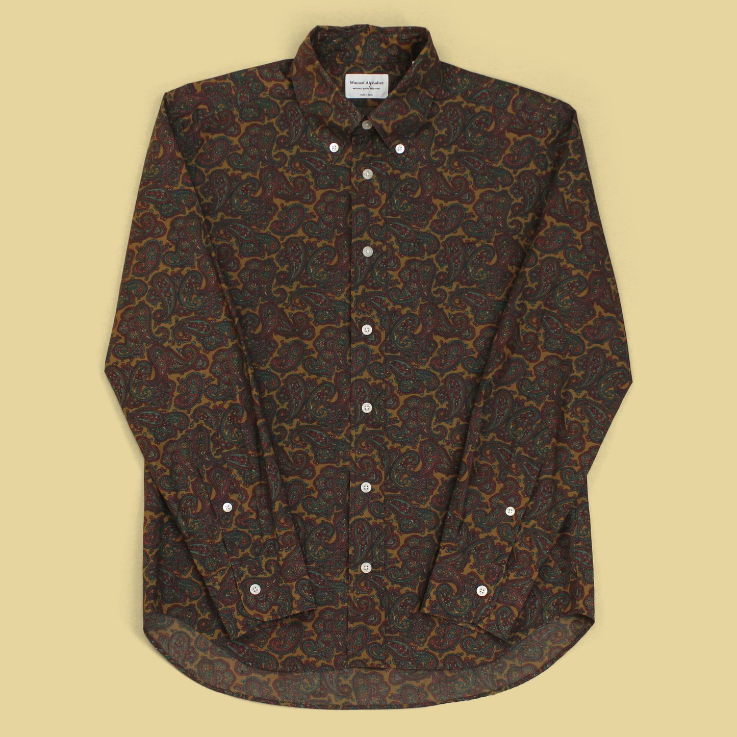 Manual Alphabet Paisley Print Cotton Button-Down Shirt
