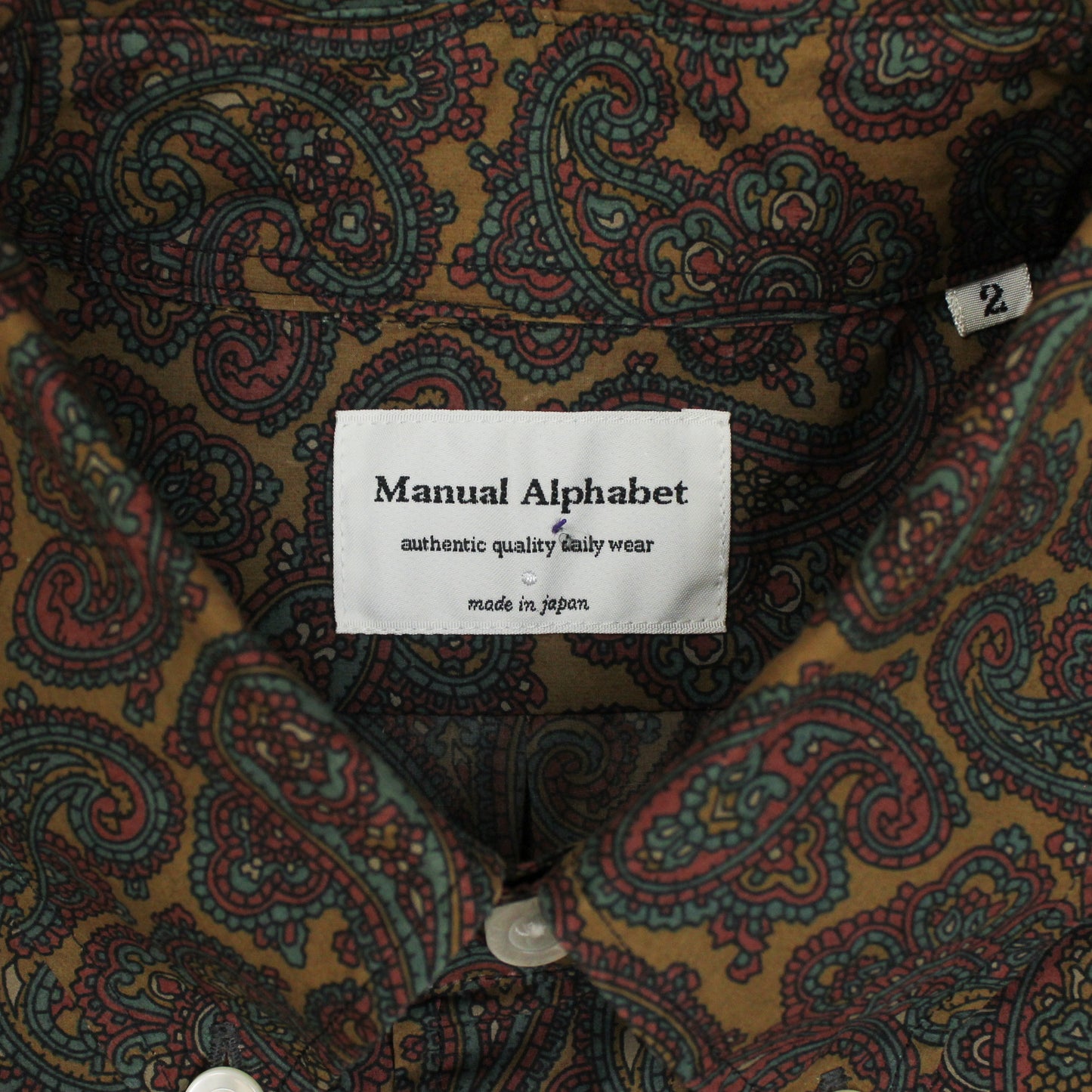 Manual Alphabet Paisley Print Cotton Button-Down Shirt