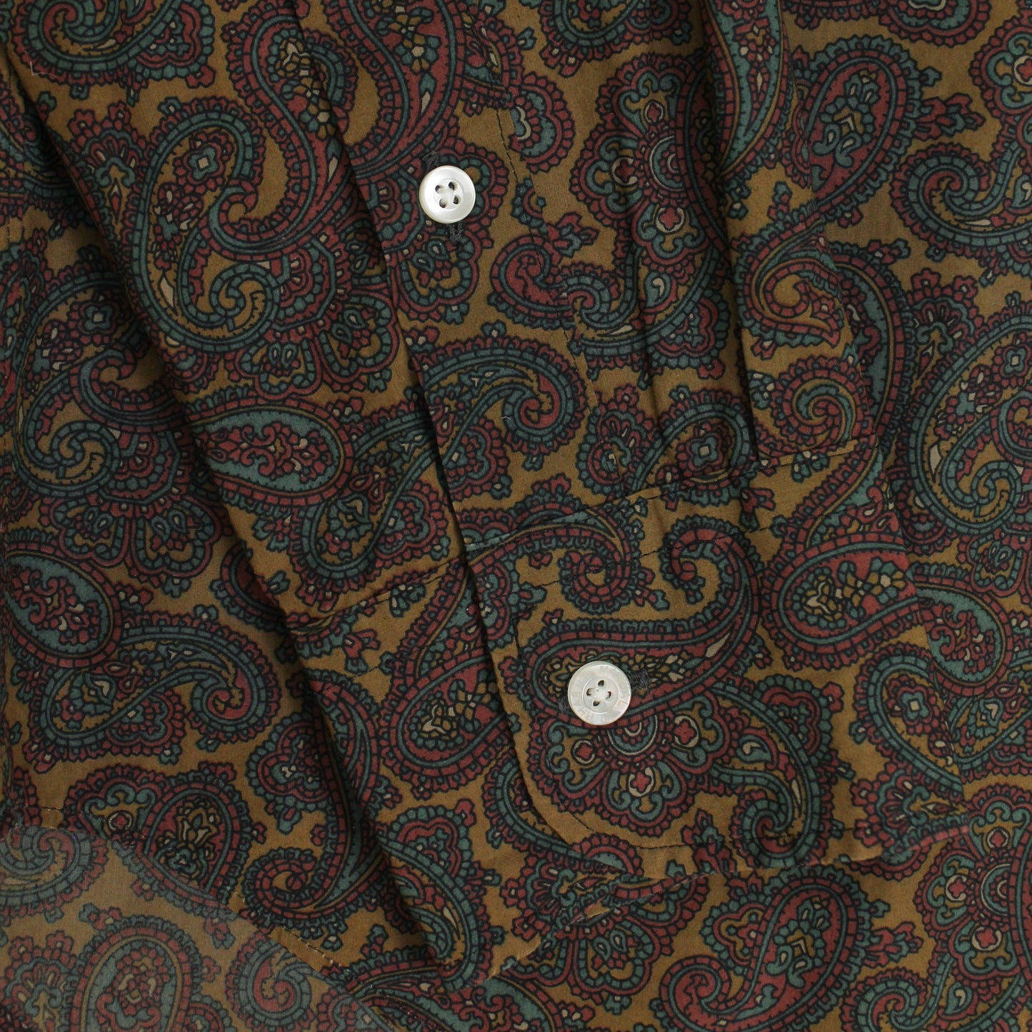 Manual Alphabet Paisley Print Cotton Button-Down Shirt