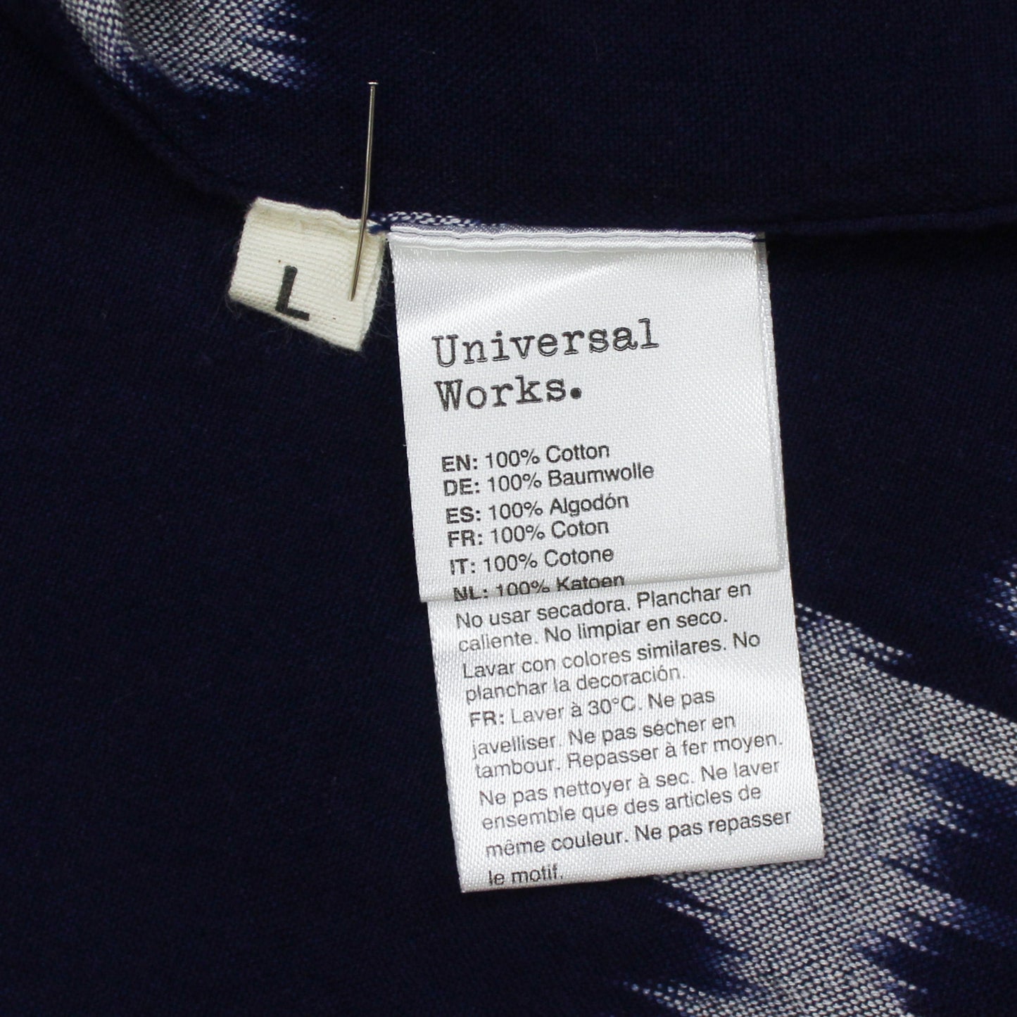 Universal Works Indigo Ikat Cotton Camp Collar Shirt