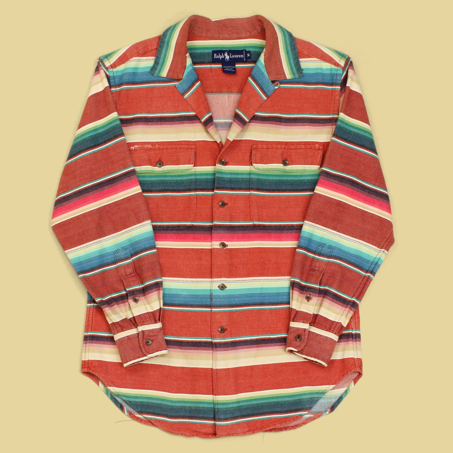 Polo Ralph Lauren Blanket Stripe Cotton Flannel Loop Collar Shirt