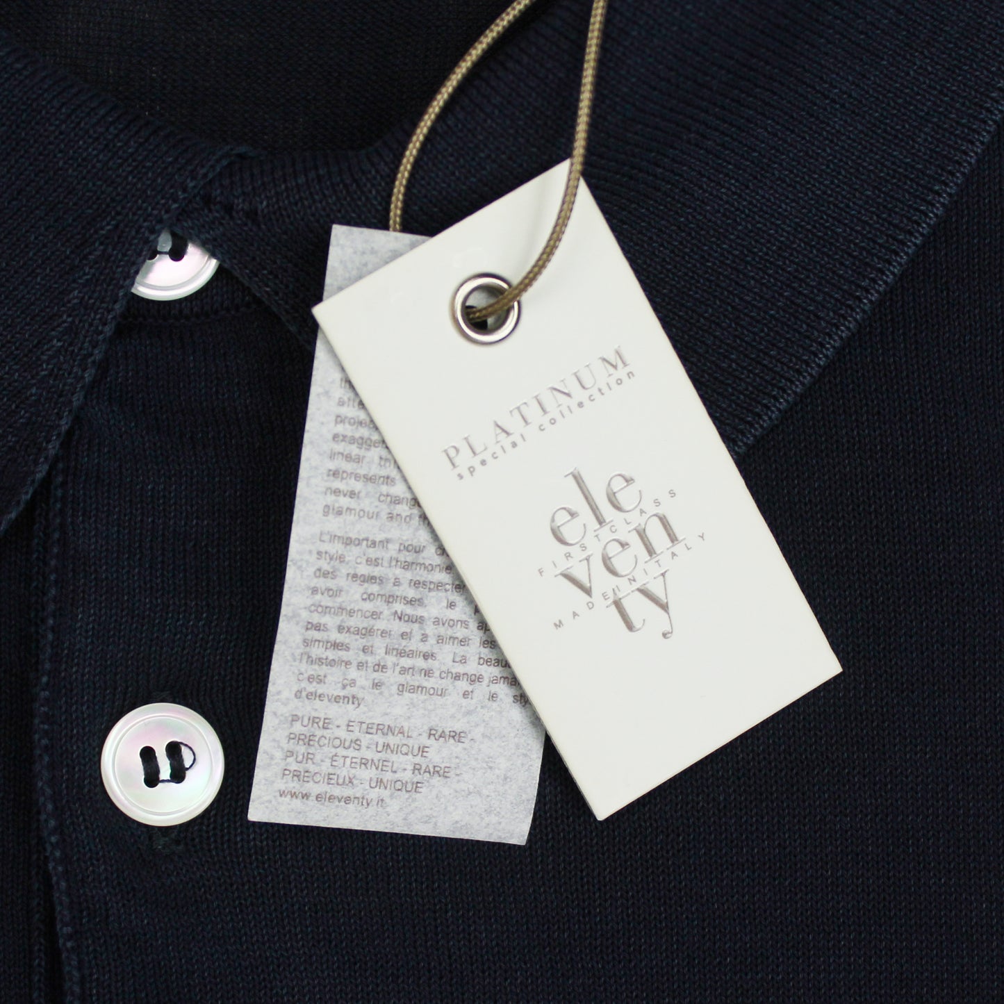 Eleventy Gauze Knit Cotton Polo Shirt