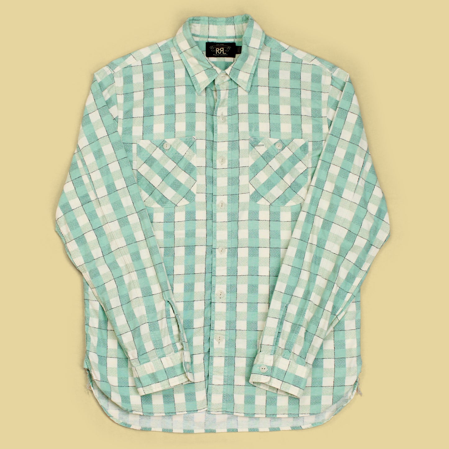 Double RL Basketweave Check Print Cotton Flannel Work Shirt