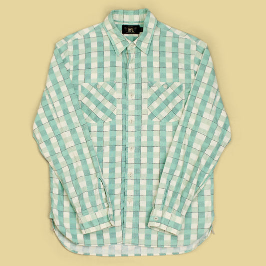 Double RL Basketweave Check Print Cotton Flannel Work Shirt