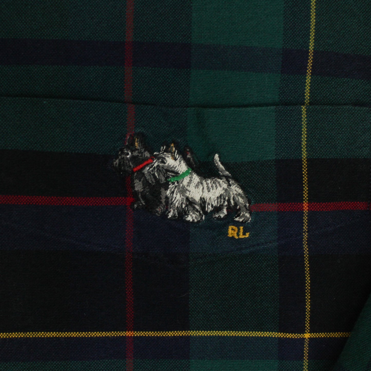 Polo Ralph Lauren Plaid Cotton Scottie Dog Embroidered Blake Button Down Shirt