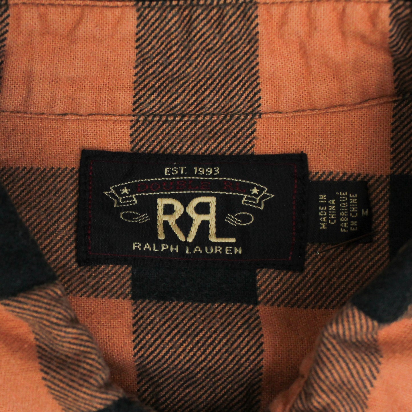 Double RL Buffalo Plaid Print Cotton Flannel Work Shirt