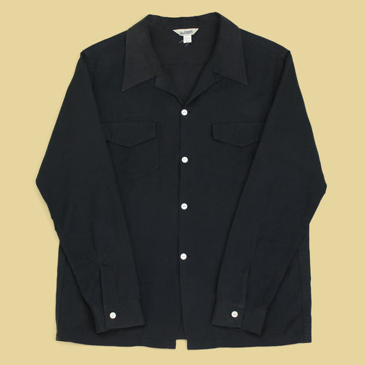 The Blurred Cotton Linen Loop Collar Button-Up Shirt