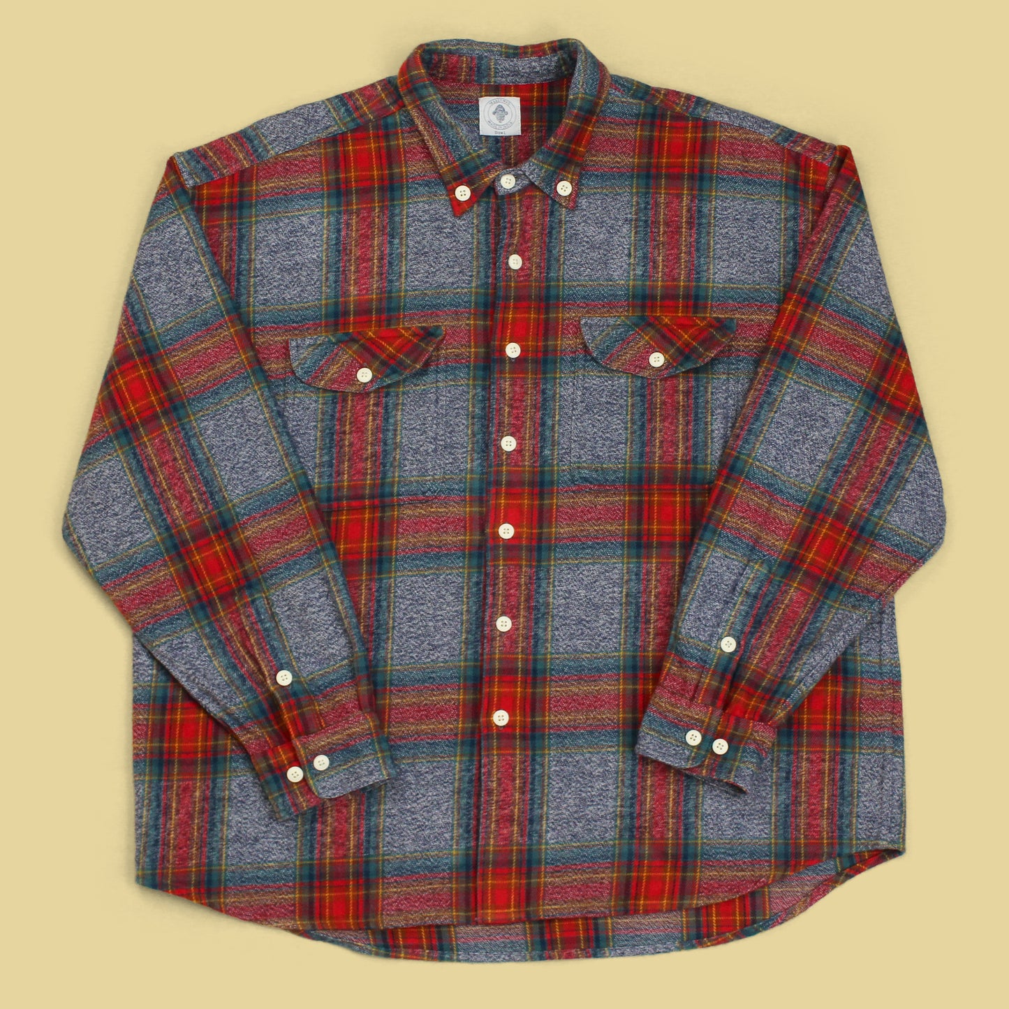 18 East Indigo Melange Plaid Cotton Flannel Roomet Shirt