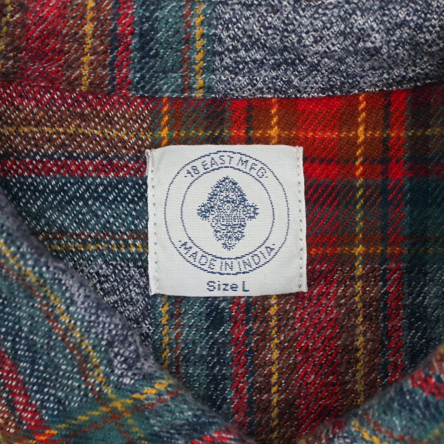 18 East Indigo Melange Plaid Cotton Flannel Roomet Shirt