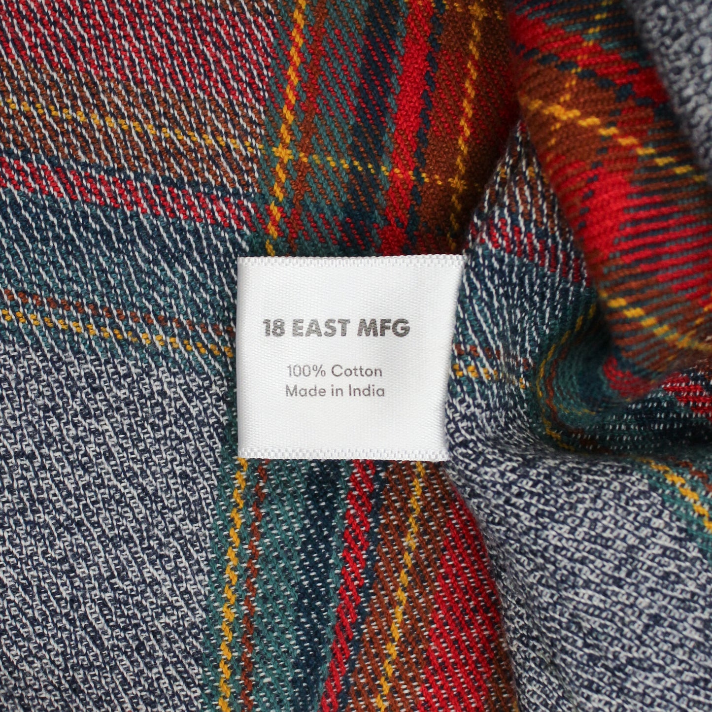 18 East Indigo Melange Plaid Cotton Flannel Roomet Shirt