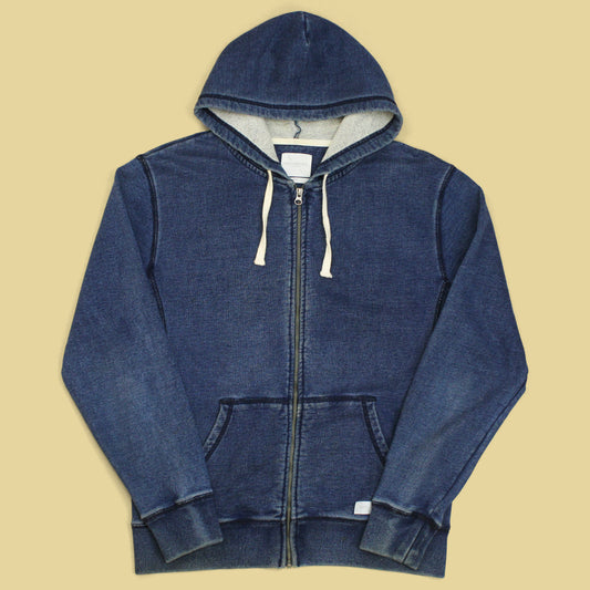 Saturdays Surf NYC Indigo-Dyed Cotton Loopback Terry Fleece Full-Zip Hooded Sweatshirt