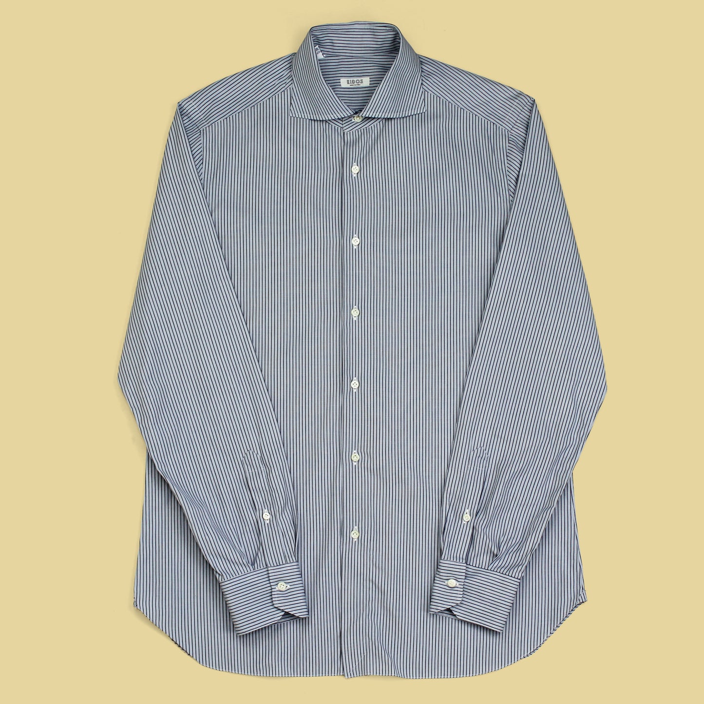 Eidos Striped Cotton Spread Collar Button-Up Shirt
