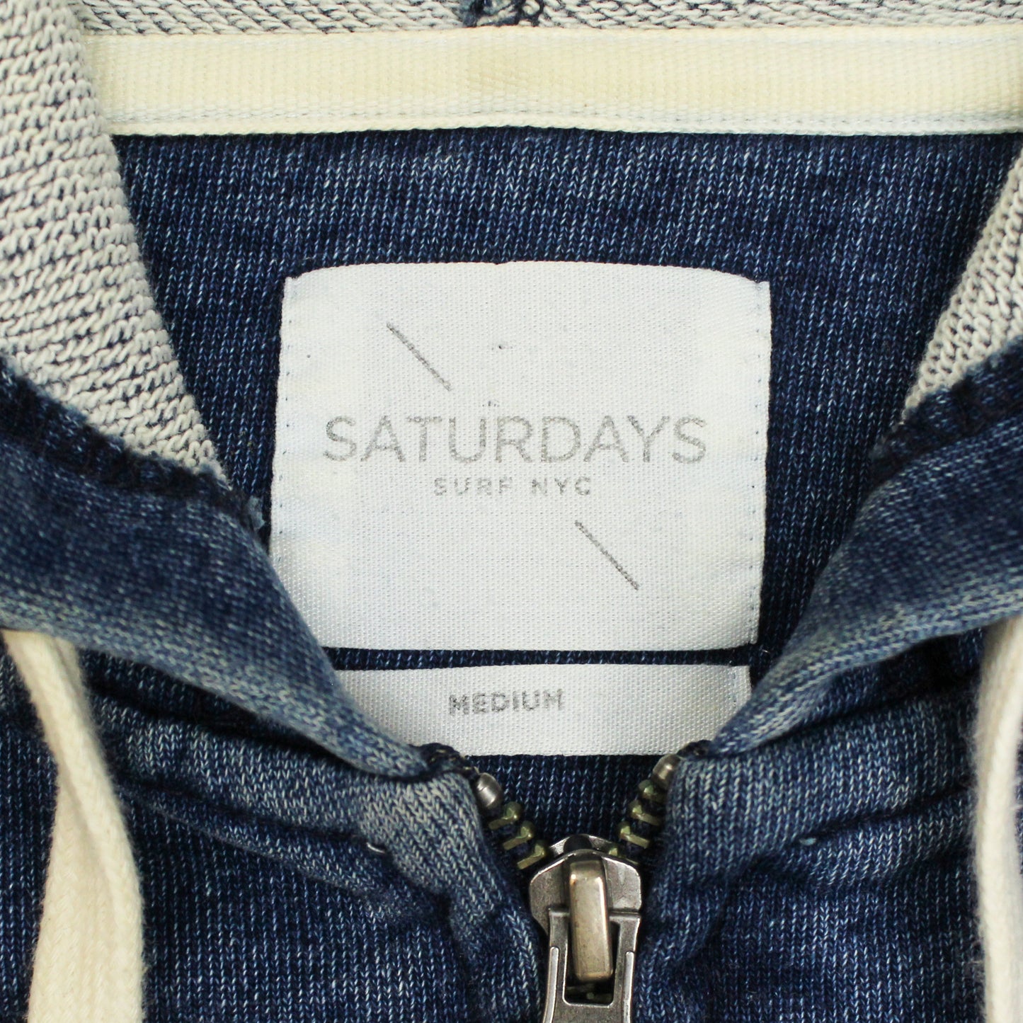 Saturdays Surf NYC Indigo-Dyed Cotton Loopback Terry Fleece Full-Zip Hooded Sweatshirt