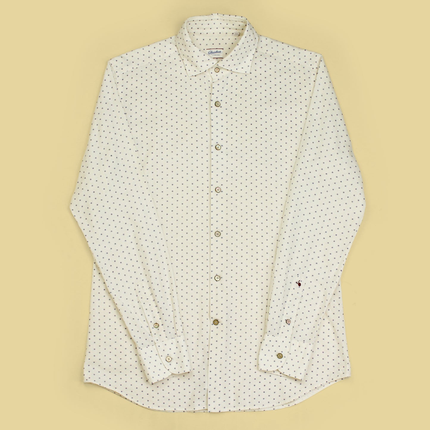 Glanshirt Floral Print Cotton Blend Spread Collar Button-Up Shirt