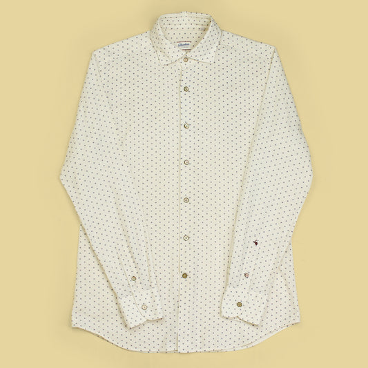 Glanshirt Floral Print Cotton Blend Spread Collar Button-Up Shirt