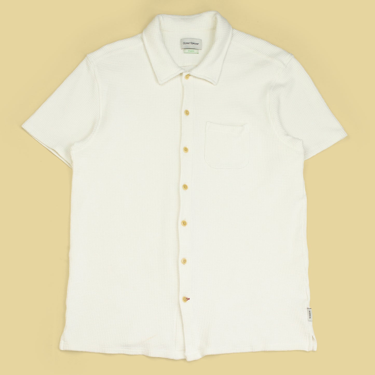 Oliver Spencer Waffle-Knit Cotton Blend Short Sleeve Button-Up Shirt