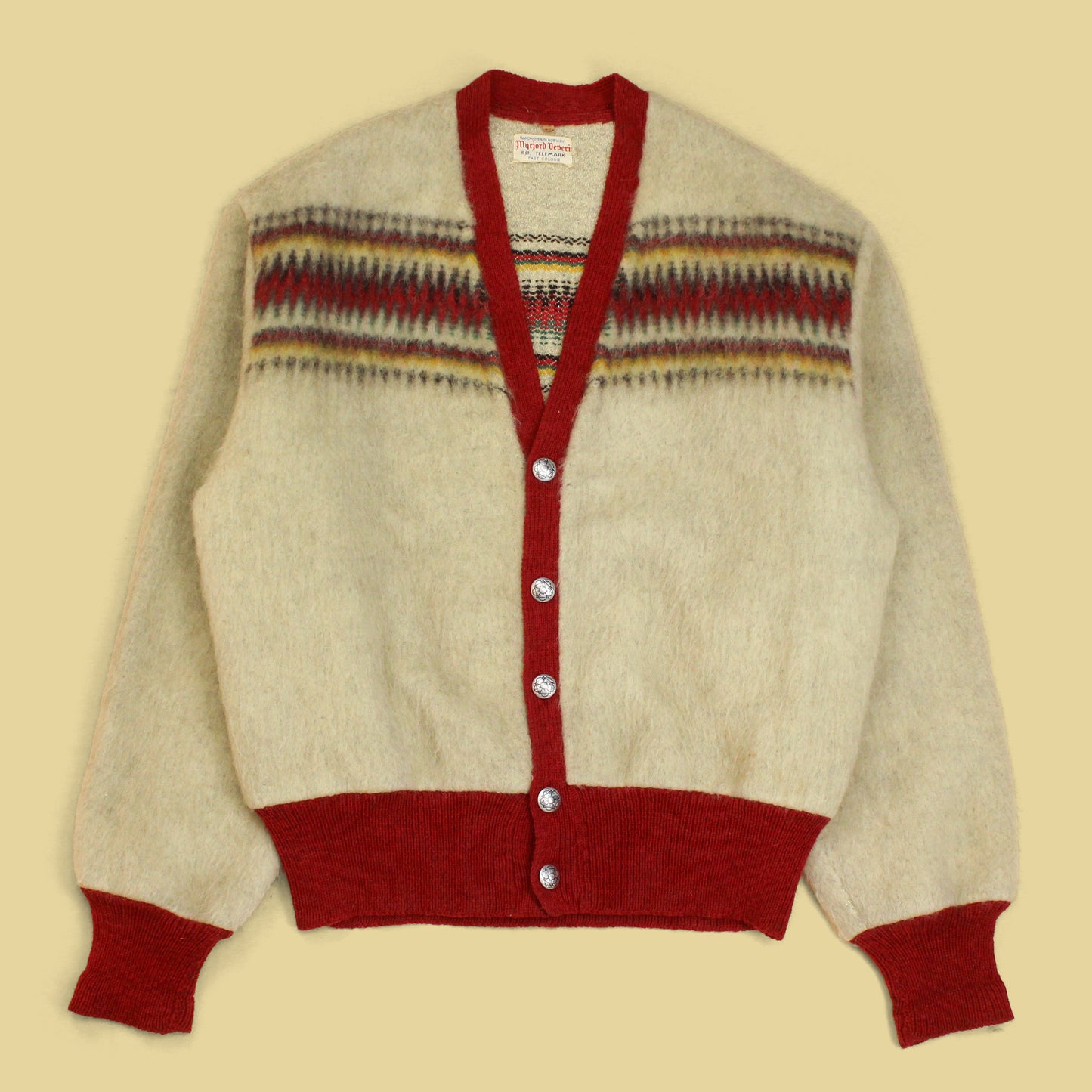 Vintage Myrjord Veveri Norwegian Brushed Wool Cardigan