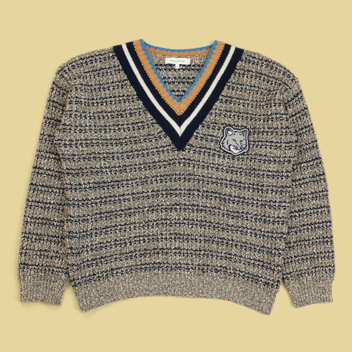 Maison Kitsuné Cotton Wool Fox Head Tennis Sweater