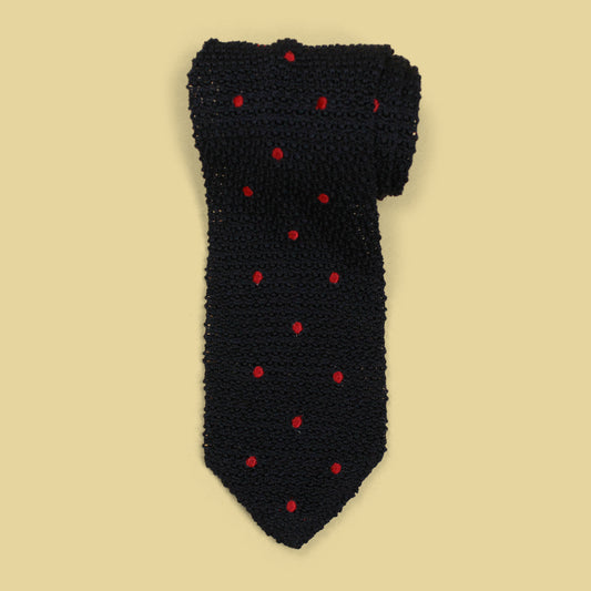 Vintage Polka Dot Silk Knit Tie