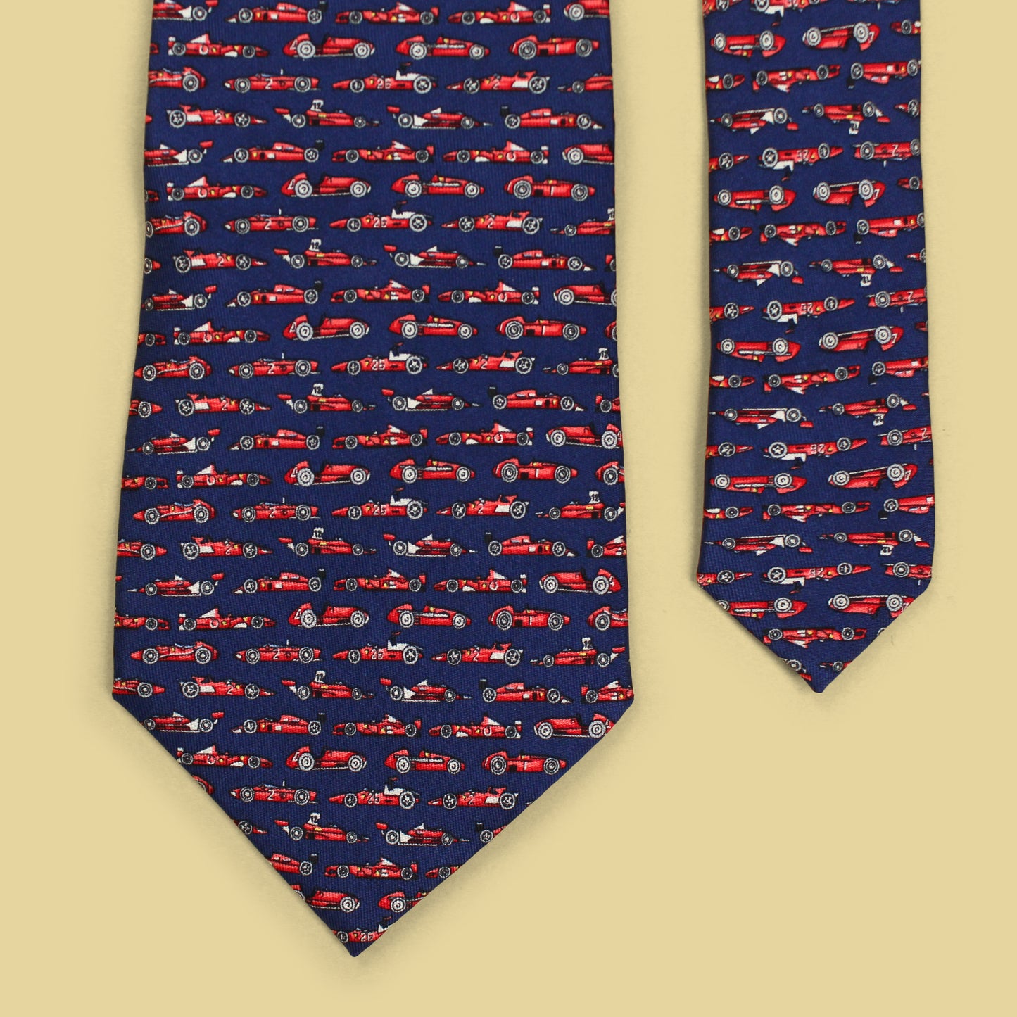 Salvatore Ferragamo Formula One Car Print Silk Tie