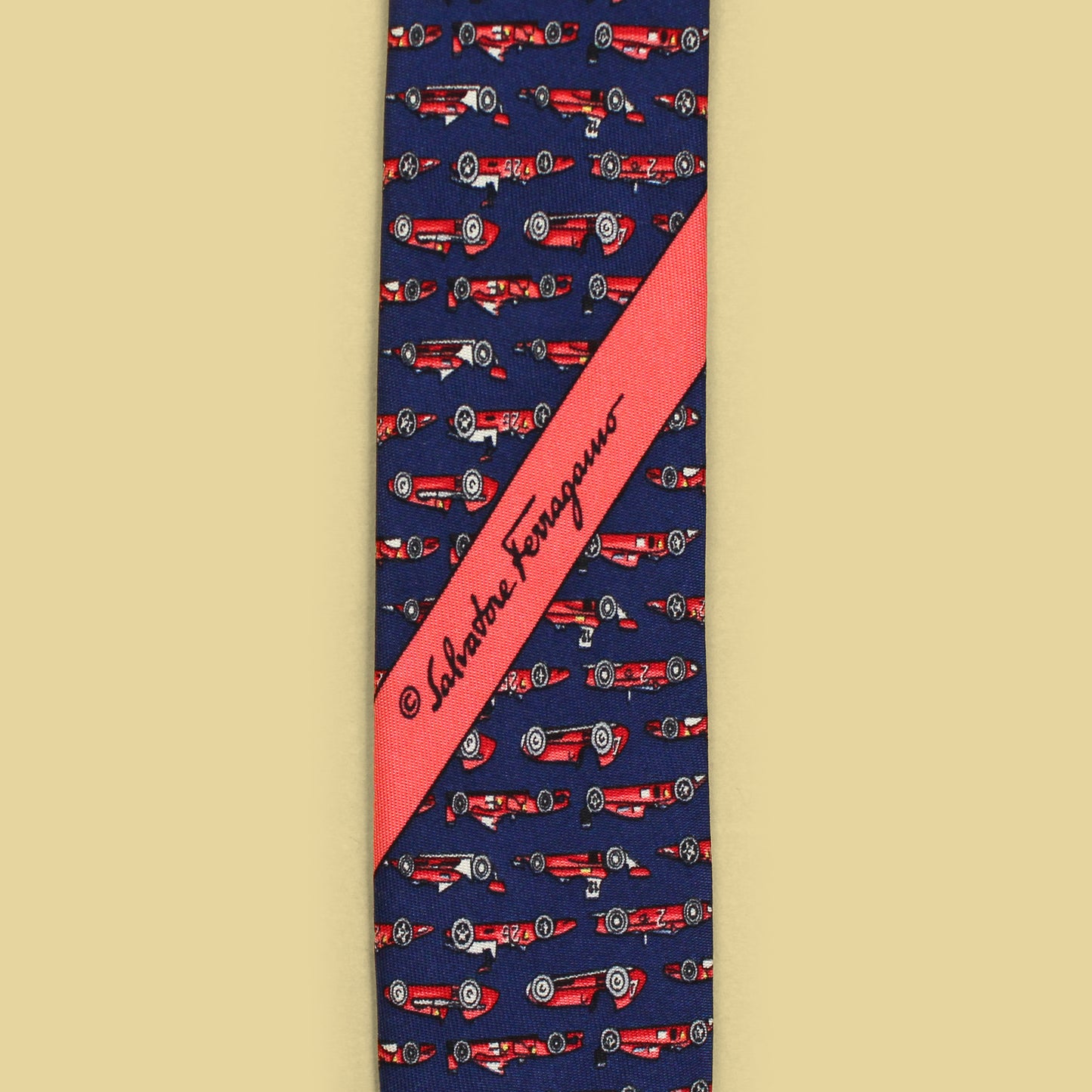 Salvatore Ferragamo Formula One Car Print Silk Tie