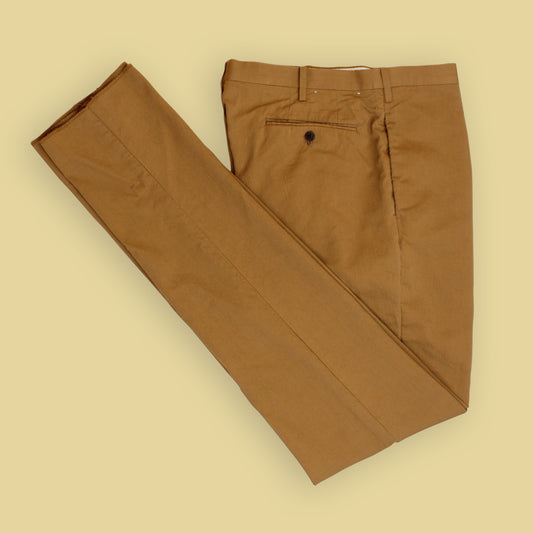 Camoshita Texture Cotton Silk Single Pleat Trousers