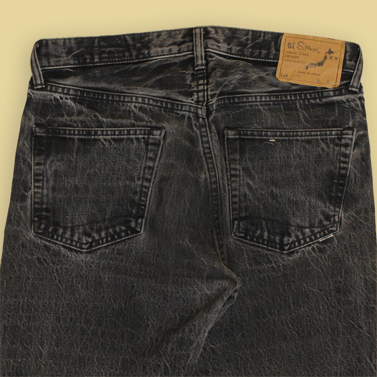 OrSlow Black Stonewash Denim 107 Ivy Fit Jeans