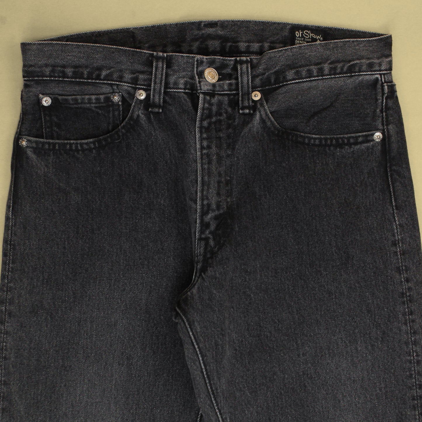 OrSlow Black Stonewash Denim 107 Ivy Fit Jeans